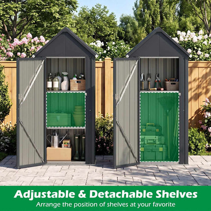 Metal Garden Tool Shed with 3 Adjustable Shelves, Lockable Door