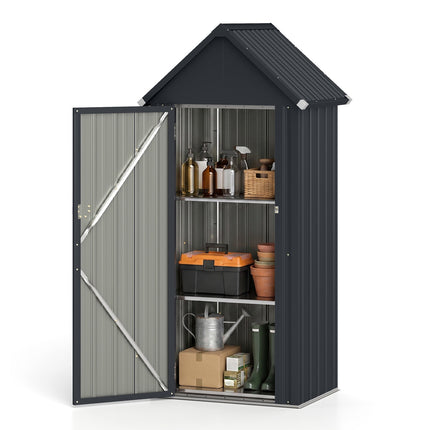 Metal Garden Tool Shed with 3 Adjustable Shelves, Lockable Door