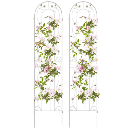 Metal Garden Trellis Set, 220x50 cm, White, 2-Pack