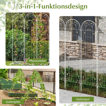 Metal Garden Trellis Set, 220x50 cm, White, 2-Pack