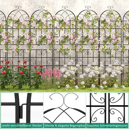 Metal Garden Trellis Set, 4-Pack, 180x50 cm, Black