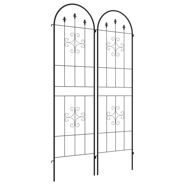 Metal Garden Trellis Set, Black, 50x180 cm, 2-Pack