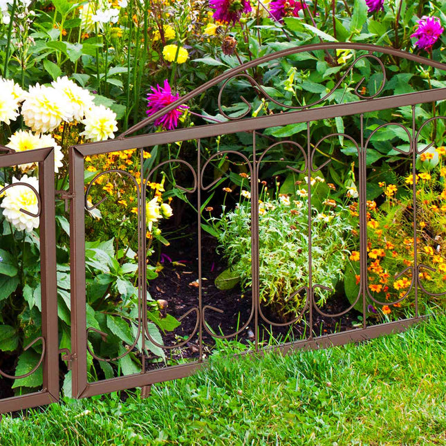 Metal Lawn Edging, 4 Pieces, Brown Decorative Border