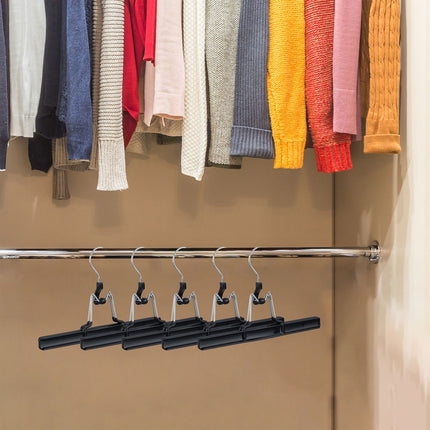 Metal Pants Hangers, Black PVC-Coated Clamp Holders