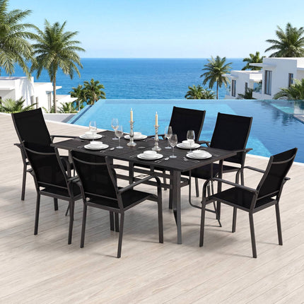 Metal Patio Dining Table 63 x 33, Seats 6, Umbrella Hole