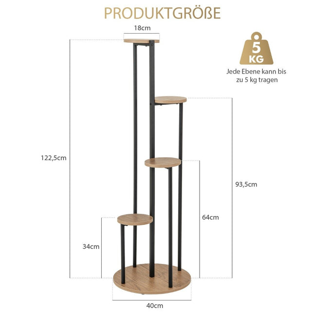 Metal Plant Stand – 4-Tier Black Ladder Shelf for Pots
