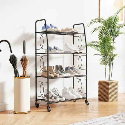 Metal Plant Stand, 4-Tier with Lockable Wheels