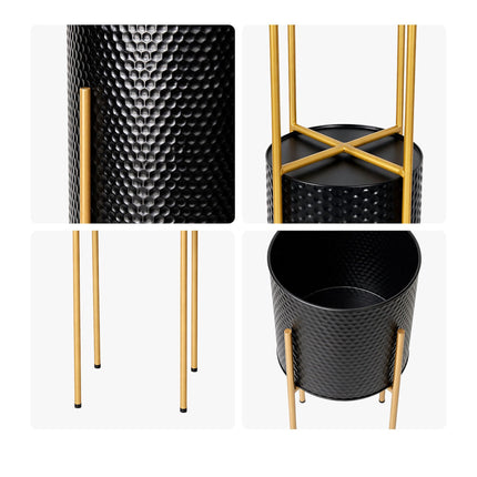 Metal Plant Stands, Set of 2 – Black-Gold Finish