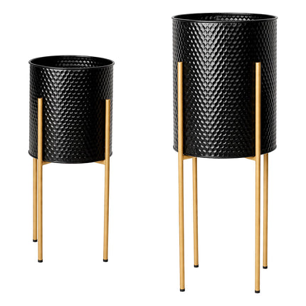 Metal Plant Stands, Set of 2 – Black-Gold Finish