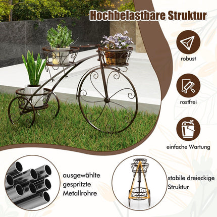 Metal Plant Stand with Bicycle Design, 3-Tier Basket Holder