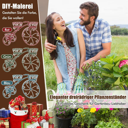 Metal Plant Stand with Bicycle Design, 3-Tier Basket Holder