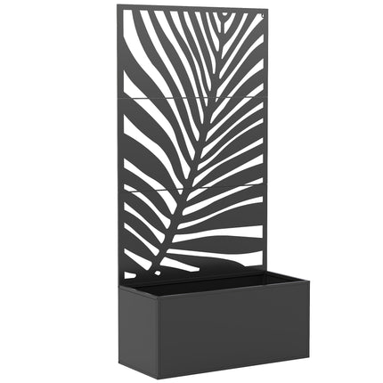Metal Planter Box with Trellis, 90 x 40 x 180 cm, Black