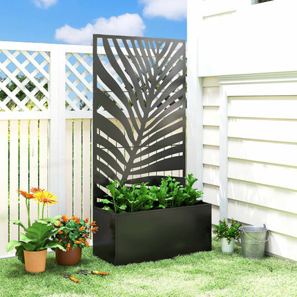 Metal Planter Box with Trellis, 90 x 40 x 180 cm, Black