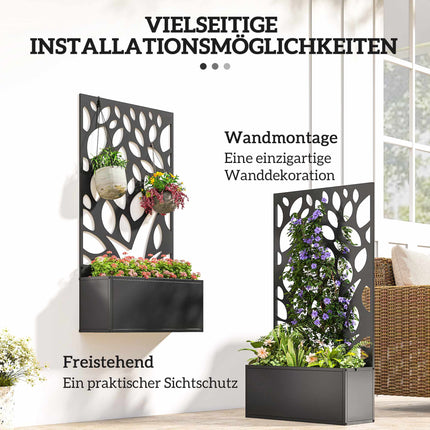 Metal Planter with Trellis, Wall-Mount or Freestanding