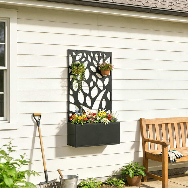 Metal Planter with Trellis, Wall-Mount or Freestanding