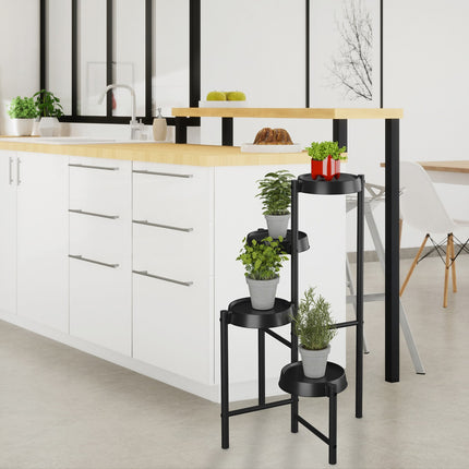 Metal & Plastic Plant Stand with Round Shelves