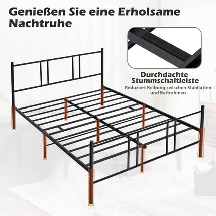 Metal Platform Bed Frame, 200x140 cm, Black, Storage Space