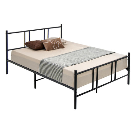 Metal Platform Bed Frame 200 x 160 cm, Headboard, Black