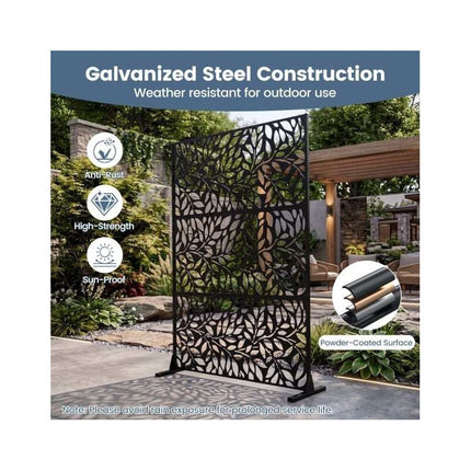 Metal Privacy Screen 183 cm with Louvered Fence Panel, Rustproof, Black