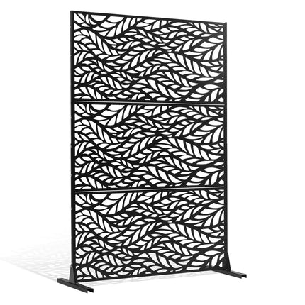 Metal Privacy Screen, 3-Panel Freestanding, 47x72 Black