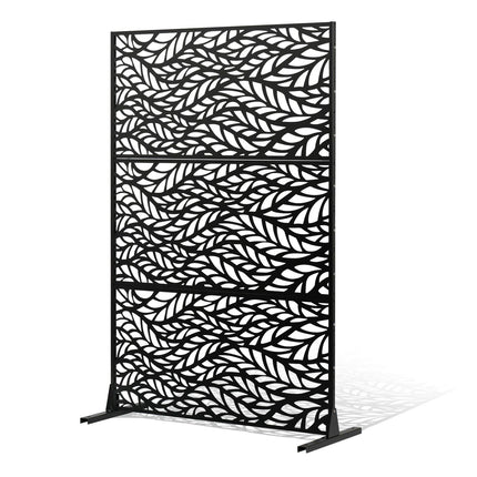 Metal Privacy Screen, 3-Panel Freestanding, 47x72 Black