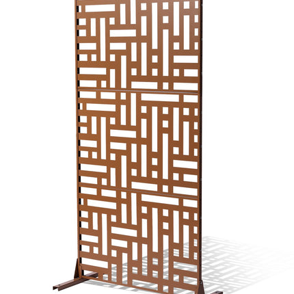 Metal Privacy Screen, 3-Panel Freestanding 47 x 76 Brown