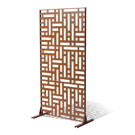 Metal Privacy Screen, 3-Panel Freestanding 47 x 76 Brown