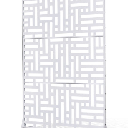 Metal Privacy Screen, 3-Panel Freestanding, 47x76 White
