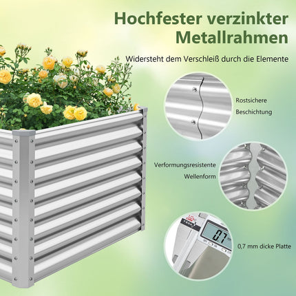 Metal Raised Garden Bed, 180x95x60 cm, Open Base
