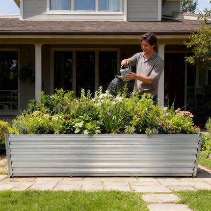 Metal Raised Garden Bed, 57x240x90cm, Galvanised Steel