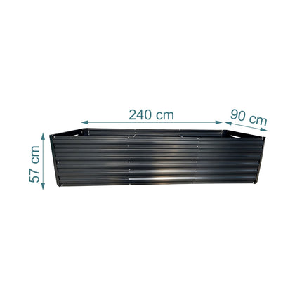 Metal Raised Garden Bed, 57x240x90cm, Galvanized Steel