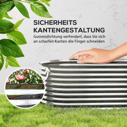 Metal Raised Garden Bed, Open Bottom, 160x80x56 cm, Gray
