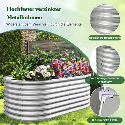 Metal Raised Garden Bed, Open Bottom, 165x80x60 cm