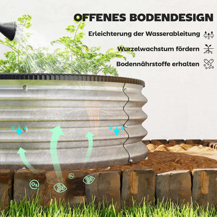 Metal Raised Garden Bed Set, 135x90x30 cm, Oval, 2-Pack