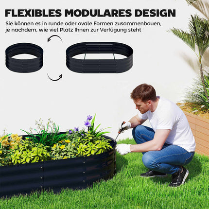 Metal Raised Garden Bed with Trellis, 160x90x180 cm, Dark Grey