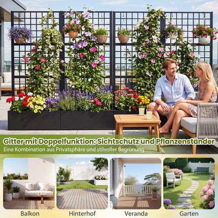 Metal Raised Garden Bed with Trellis – Black