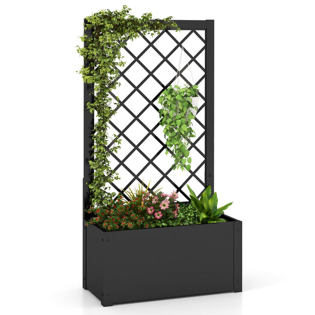 Verhoogde metalen plantenbak met klimrek voor klimplanten