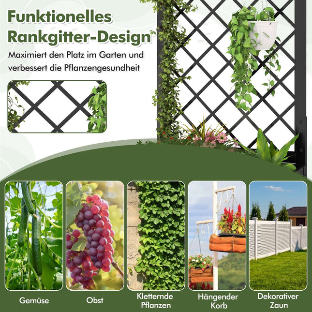 Verhoogde metalen plantenbak met klimrek voor klimplanten