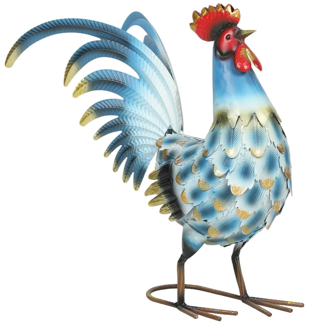 Metal Rooster Garden Statue, 41 cm, Multicolor, Anchors