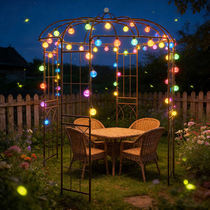 Metal Rose Arbour with Trellis Panels – Dark Green