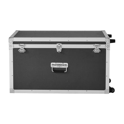 Metal Storage Trunks Set of 2, Locking, Casters, Black