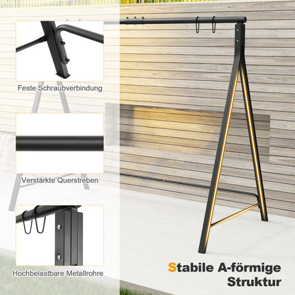 Metal Swing Frame with 5 Hanging Rings, Black, 210x115x175 cm
