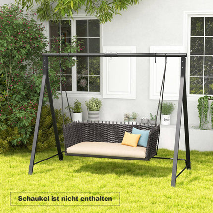 Metal Swing Frame with 5 Hanging Rings, Black, 210x115x175 cm