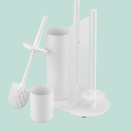 Metal Toilet Paper Holder with Brush and Shelf