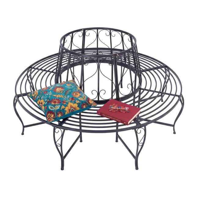Ławka metalowa pod drzewo, średnica 160 cm, stal czarna