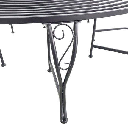 Metal Tree Bench, 160 cm Diameter, Black Steel