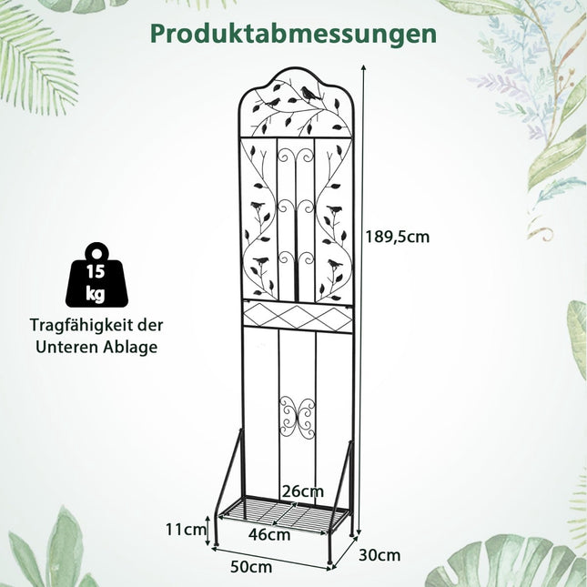 Metal Trellis Set, Black, 2-Piece Garden Fence & Plant Stand