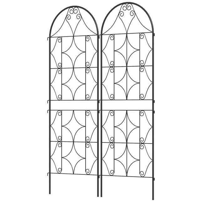 Black stainless metal trellis set for climbing plants, 50x150 cm