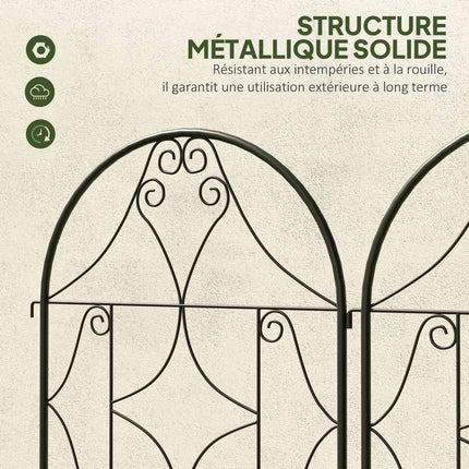 Black stainless metal trellis set for climbing plants, 50x150 cm