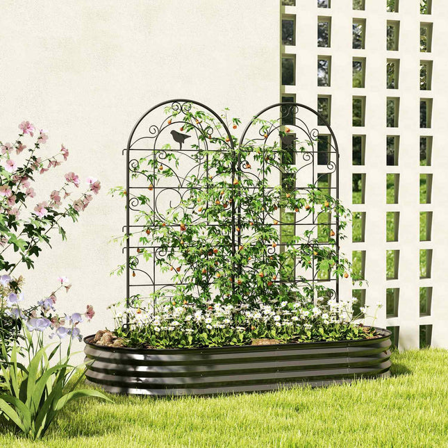 Rust-proof metal trellis set for climbing plants, 50x120 cm